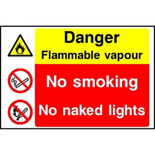 Picture of "Danger Flammable Vapour- No Smoking No Naked Lights" Sign 