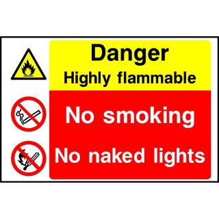 Picture of  "Danger-  Highly Flammable- No Smoking- No Naked Flames" Sign 