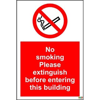 Picture of Prohibition No Smoking Please Extinguish Before Entering This Building Sign