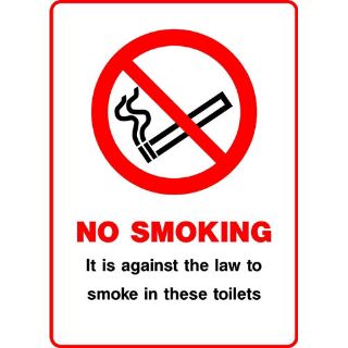 Picture of "No Smoking- It Is Against The Law To Smoke In This Toilets" Sign 