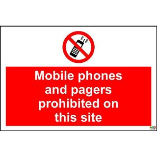 Picture of Prohibition Mobile Phones And Pagers Prohibited On This Site Sign
