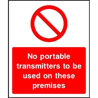 Picture of "No Portable Transmitters To Be Used On These Premises" Sign 