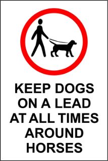 Picture of Keep dogs on leads at all times around horses 