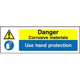 Picture of "Danger Corrosive materials/Use Hand Protection" Sign 