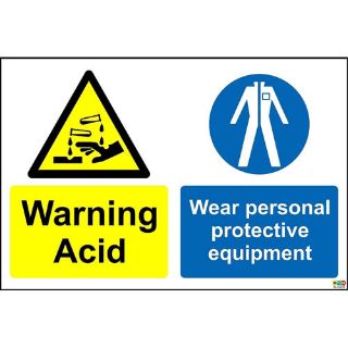 Picture of Warning Acid. Wear Personal Protective Equipment Sign