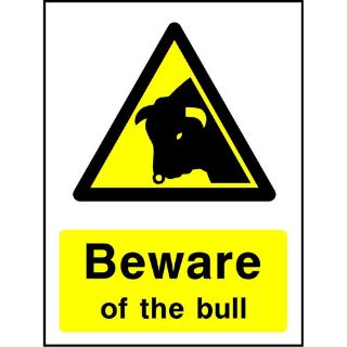 Picture of "Warning Beware Of The Bull" Sign