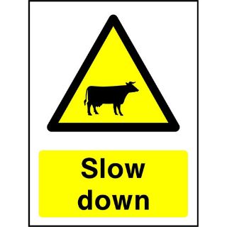 Picture of "Warning Cattle Slow Down" Sign