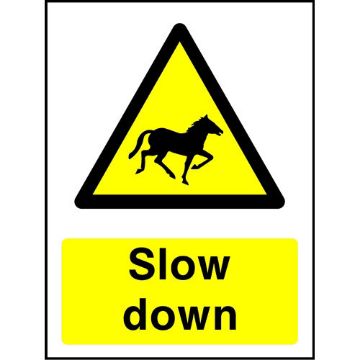 Picture of "Warning Horse Slow Down" Sign