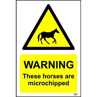 Picture of Warning These Horses Are Microchipped Sign 
