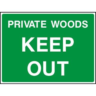 Picture of "Warning Private Woods Keep Out" Sign