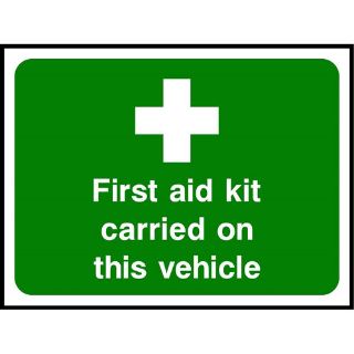 Picture of "First Aid Sign- First Aid Kit Carried On This Vehicle" Sign