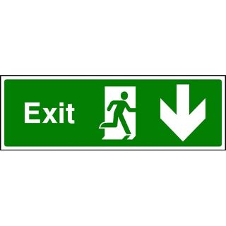 Picture of "Exit Sign-Running Man Right/Arrow Down" Sign 