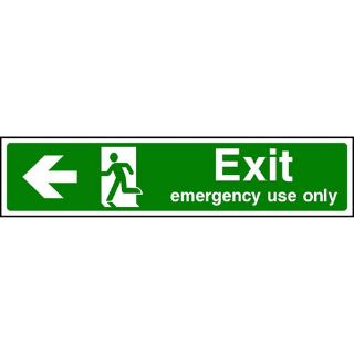 Picture of " Exit Emergency Use Only- Man Running Left Arrow" Sign 