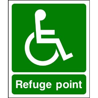 Picture of "Wheelchair Symbol-Refuge Point" Sign