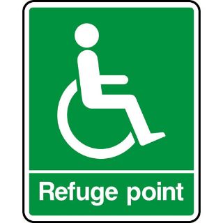 Picture of "Wheelchair Accessible Symbol, Refuge Point" Sign 