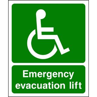 Picture of "Emergency Evacuation Life- Wheelchair Symbol" Sign