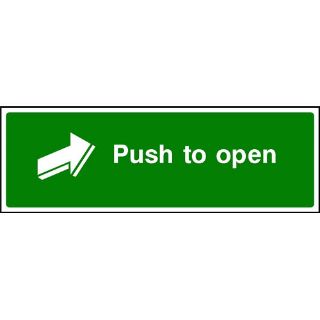 Picture of "Fire Exit- Push To Open Arrow Forward" Sign 