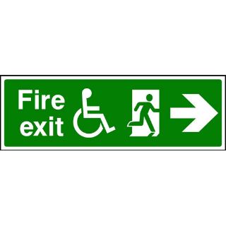 Picture of "Fire Exit-Wheelchair Accessible- Running Man Right Arrow" Sign
