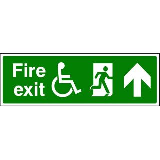 Picture of "Fire Exit-Wheelchair Accessible- Running Man Right/Up Arrow" Sign
