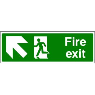 Picture of "Fire Exit Sign- Running Man Up/Left Directional Arrow"  Sign 