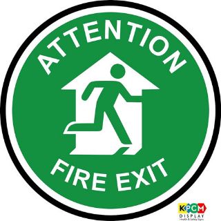 Picture of Attention Fire Exit Floor Marker Floor Marker. Ideal For Highlighting Potential Hazards Where Traditional Signs Are Not Effective