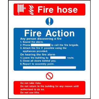 Picture of "Fire Hose-Fire Action" Sign 