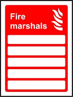 Picture of Fire Marshals sign with 5 blank spaces 
