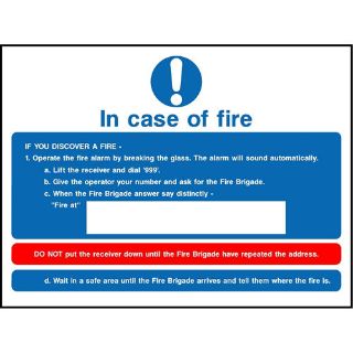 Picture of "In Case Of A Fire" Sign 