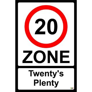Picture of 20 Mph Zone Twentys Plenty Sign