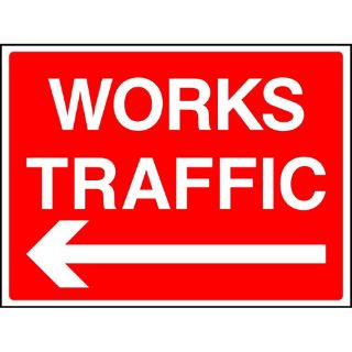 Picture of "Works Traffic Arrow Left" Sign