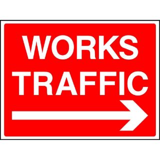 Picture of "Works Traffic Arrow Right" Sign