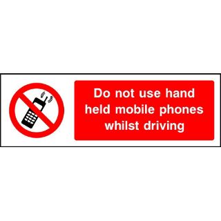 Picture of "Hand Held Mobile Phones Must Not Be Used Whilst Driving" Sign 