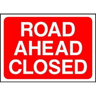 Picture of "Road Ahead Closed" Sign 