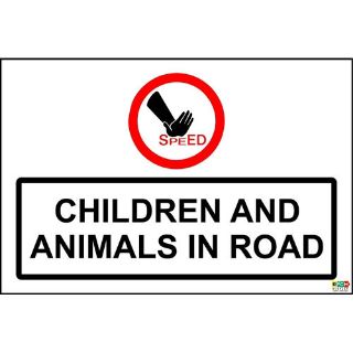 Picture of Children And Animals In Road Sign