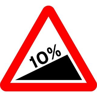 Picture of "Warning- Steep Hill Down Right 10%" Sign 