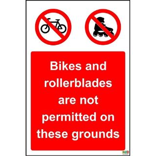 Picture of Bikes And Rollerblades Are Not Permitted On These Grounds Sign