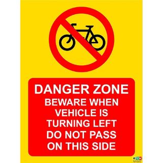 Picture of Cyclist Beware Sticker Danger Zone Do Not Pass On This Side 