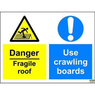Picture of Warning Danger Fragile Roof Use Crawling Boards Safety Signs