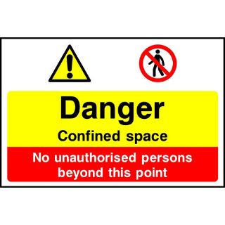 Picture of "Danger Confined Space No Unauthorised Persons Beyond This Point" Sign
