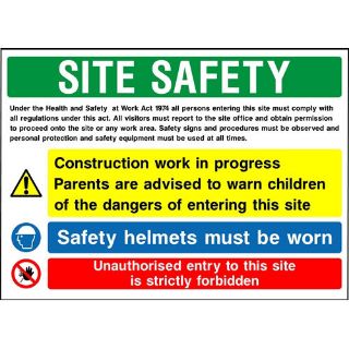 Picture of "Site Safety Unauthorised Entry To This Site Is Strictly Forbidden" Sign