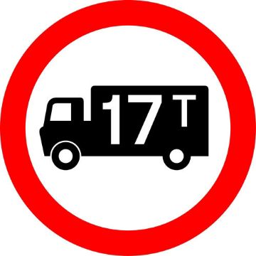 Picture of "Goods Vehicles- Weight Shown  17 T Prohibited"Sign 