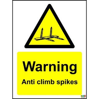 Picture of Warning Anti Climb Spikes Plastic Sign