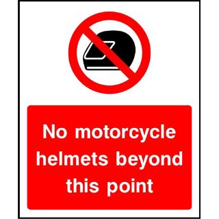 Picture of "No Motorcycle Helmets Beyond This Point" Sign 