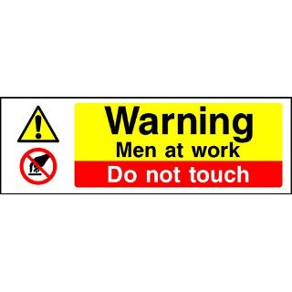 Picture of "Warning Men At Work- Do Not Touch" Sign 