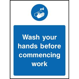 Picture of "Wash Your Hands Before Commencing Work" Sign 