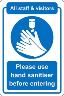 Picture of All staff and visitors please use hand sanitiser before entering 