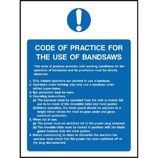 Picture of "Code Of Conduct For The Use Of Bandsaws" Sign 
