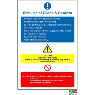 Picture of Work Safely With Cookers & Ovens Kitchen Safety Sign
