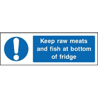 Picture of "Keep Raw Meats And Fish At Bottom Of Fridge" Sign 