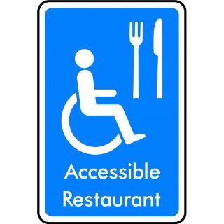 Picture of "Knife And Fork Symbol And Wheelchair Accessible Restaurant Sign"  